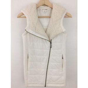 Artisan NY Hooded Vest White Puffer Knit Fleece XS